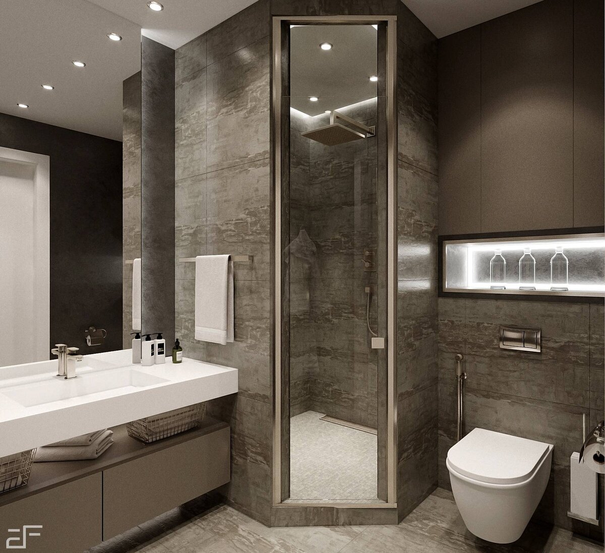 Дизайн интерьера мужской ванной комнаты в современном стиле