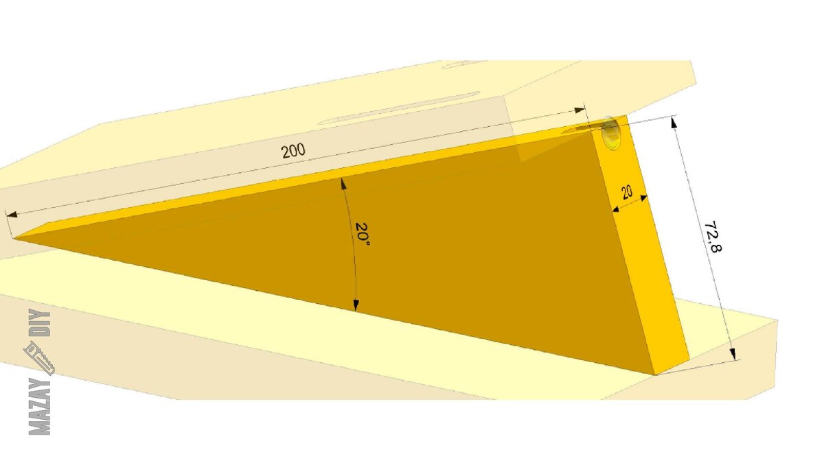 Размеры треугольного ребра с углом 20 градусов