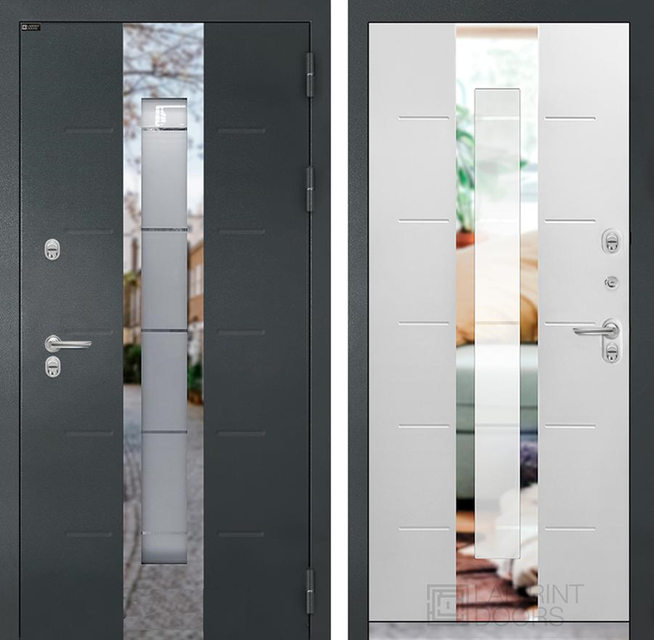 Уличные двери могут быть как глухой, так и со стеклопакетом, как эти модели из коллекции «Тундра» от PRESTIGE