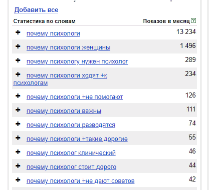 Примеры запросов, их намного больше