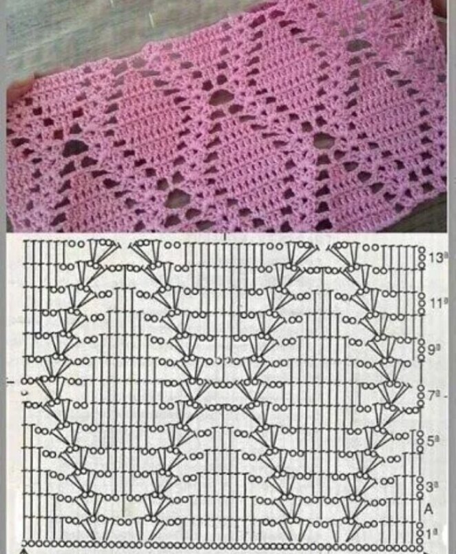 Красивый узор "Ромб", крючком.