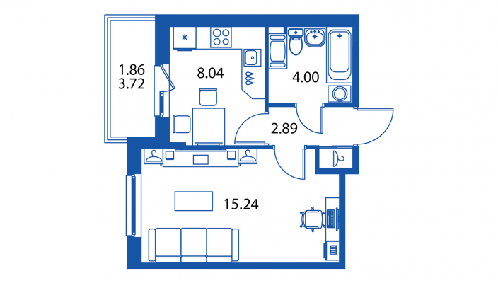 Однокомнатная квартира в ЖК "Полис на Комендантском"