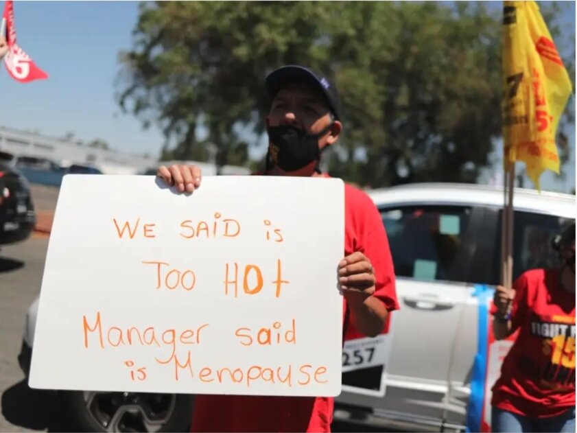 Jack in the Box workers protest heat conditions in Sacramento, California. Courtesy of Fight for $15