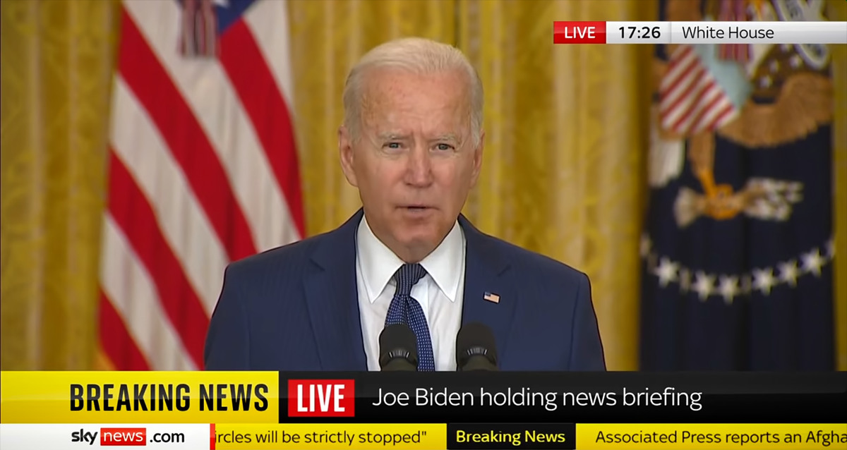 Кадр из трансляции обращения Джо Байдена.