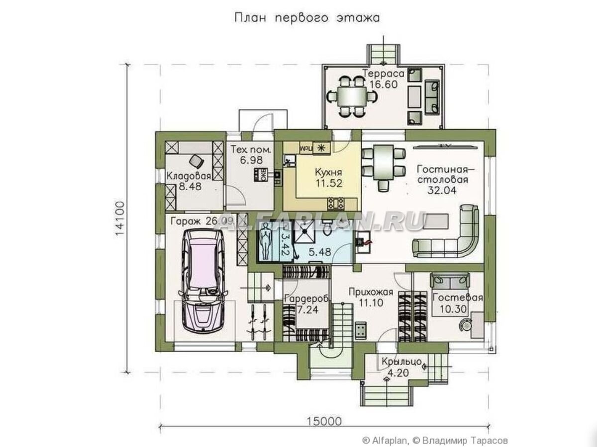 НА СЛАЙД-ШОУ 2 ФОТО: Планировка дома по проекту "Орион" 591В 