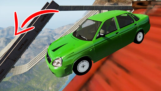 BeamNG.Drive CRASH Russian Car LADA PRIORA VS GIANT RAMP