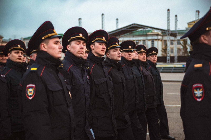 Сотрудники УМВД по Забайкалью во время репетиции парада Победы в Чите