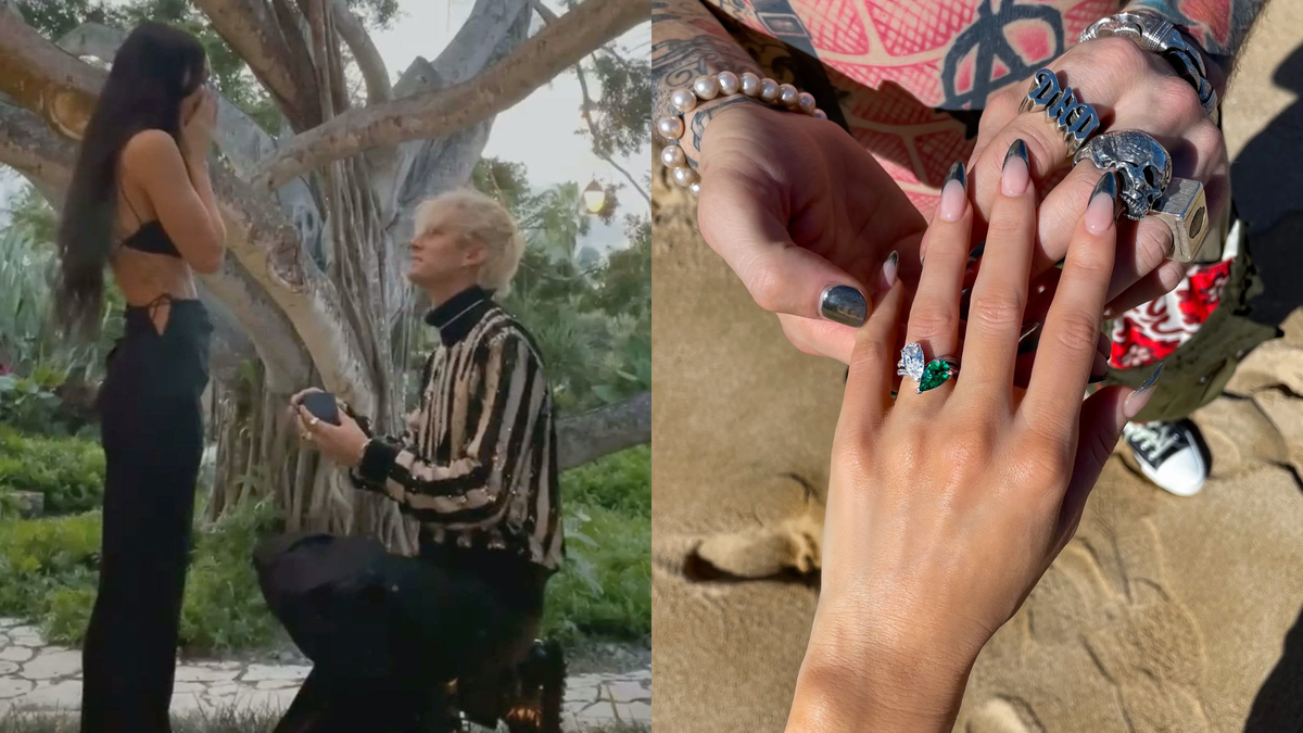 На самом деле это два кольца из белого золота, которые вместе формируют единый дизайн. Одно украшено чистейшим бриллиантом цвета D, другое — колумбийским изумрудом.