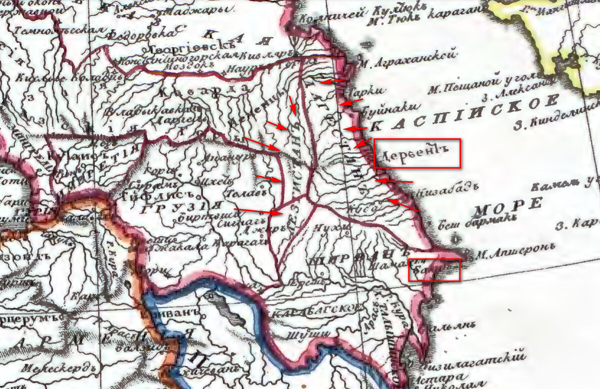 Карта лезгистана в 17 веке