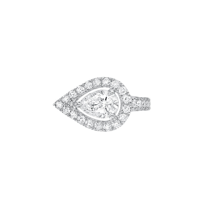 Серьга-клипса Messika My Twin из белого золота с бриллиантами огранки груша и круглой огранки