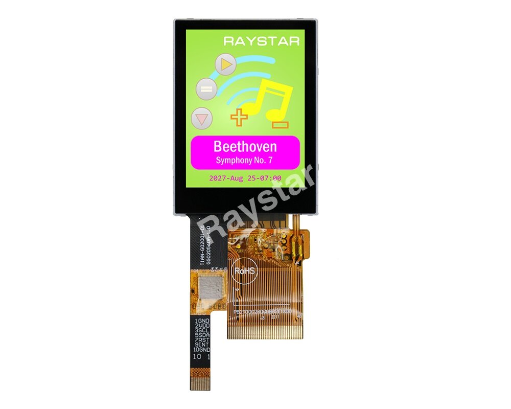 Raystar представила TFT-дисплеи с диагоналями 2 дюйма и опцией ёмкостной сенсорной панели – серии RFJ02000B-AYH-DNN и RFJ02000B-AYW-DNG