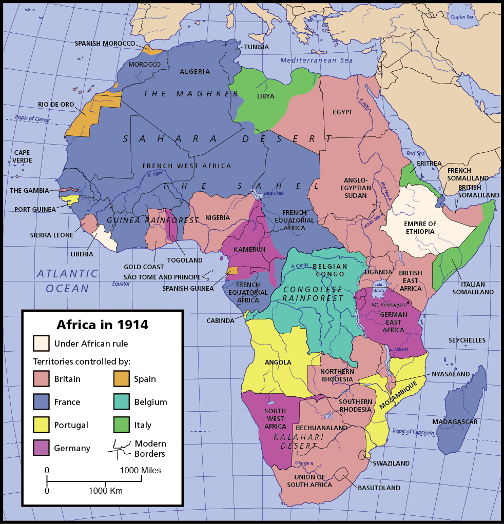 В 1914-м году в Африке имелось лишь 2 независимых государства: Либерия да Эфиопия