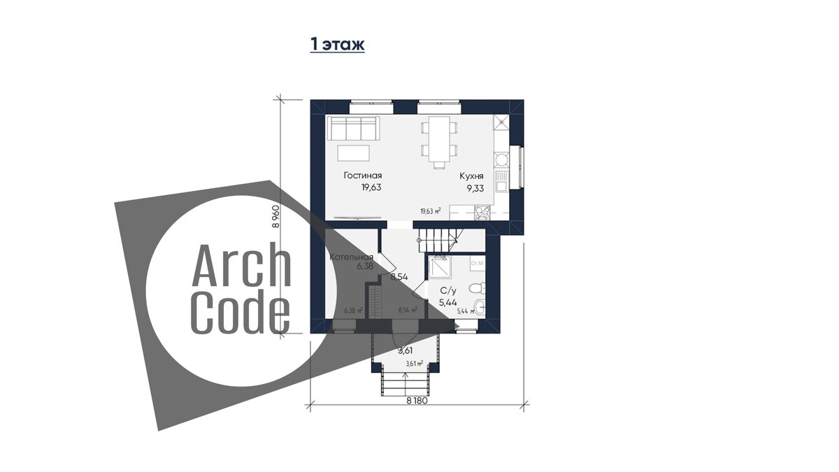 Проект дома 8х8 с тремя спальнями | ArchCode | Проектирование домов | Дзен