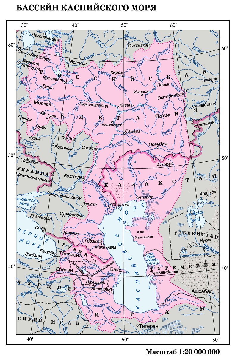 Кто граничит с каспийским морем карта