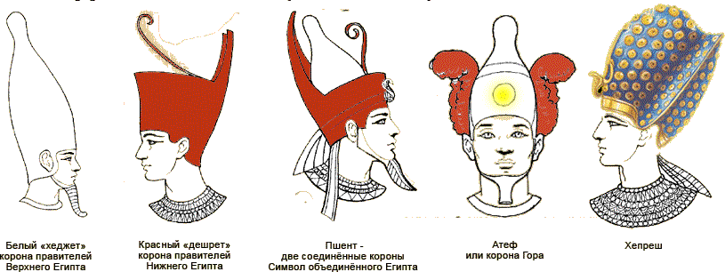 Виды корон Древнего Египта.