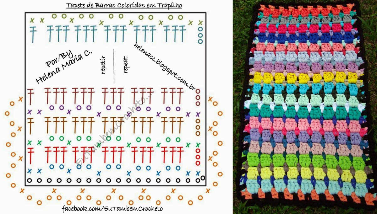 Радужный коврик крючком схема