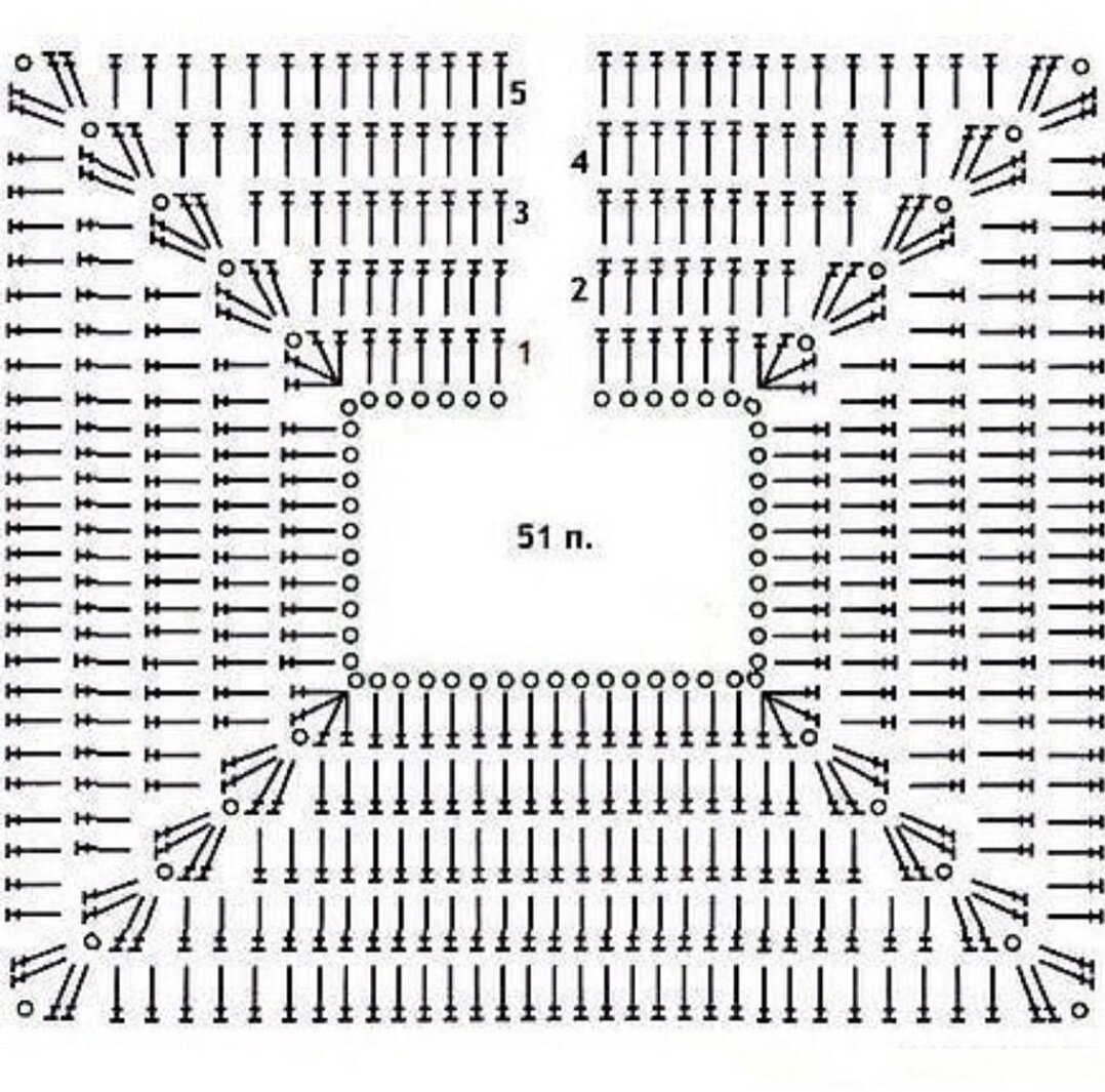 Квадратная кокетка крючком сверху модели со схемами