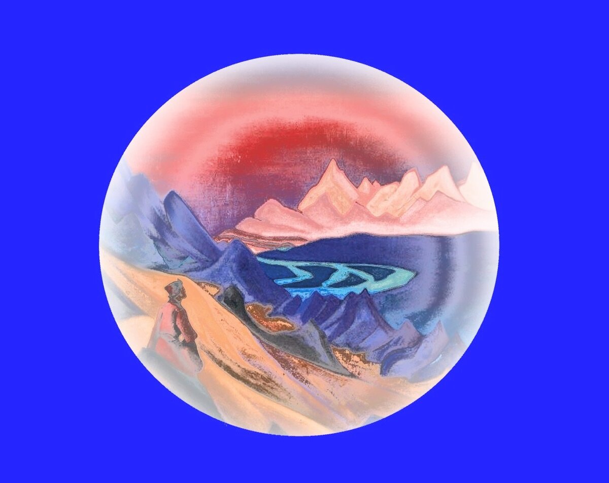 Авторская фотоинсталляция - картина Николай Рериха "Песнь о Шамбале" 1943 г. и стихи