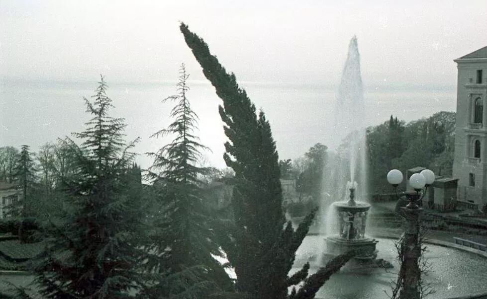 Вид на море из одного из корпусов санатория Орджоникидзе. Фото 1950-х годов.