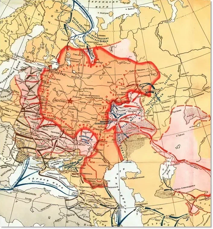 Карта россии гражданская война