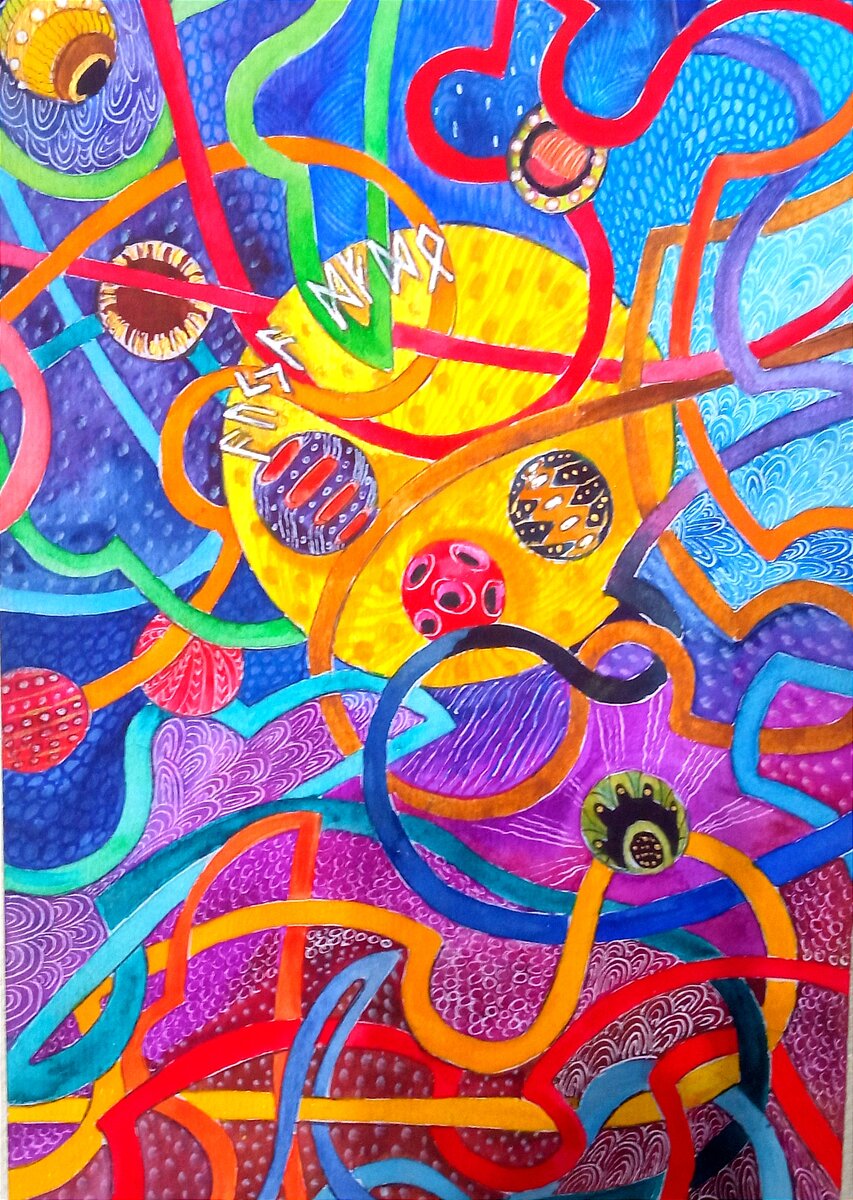 Гуашь./Рунический наказ,ищи свою дорогу...💢💫