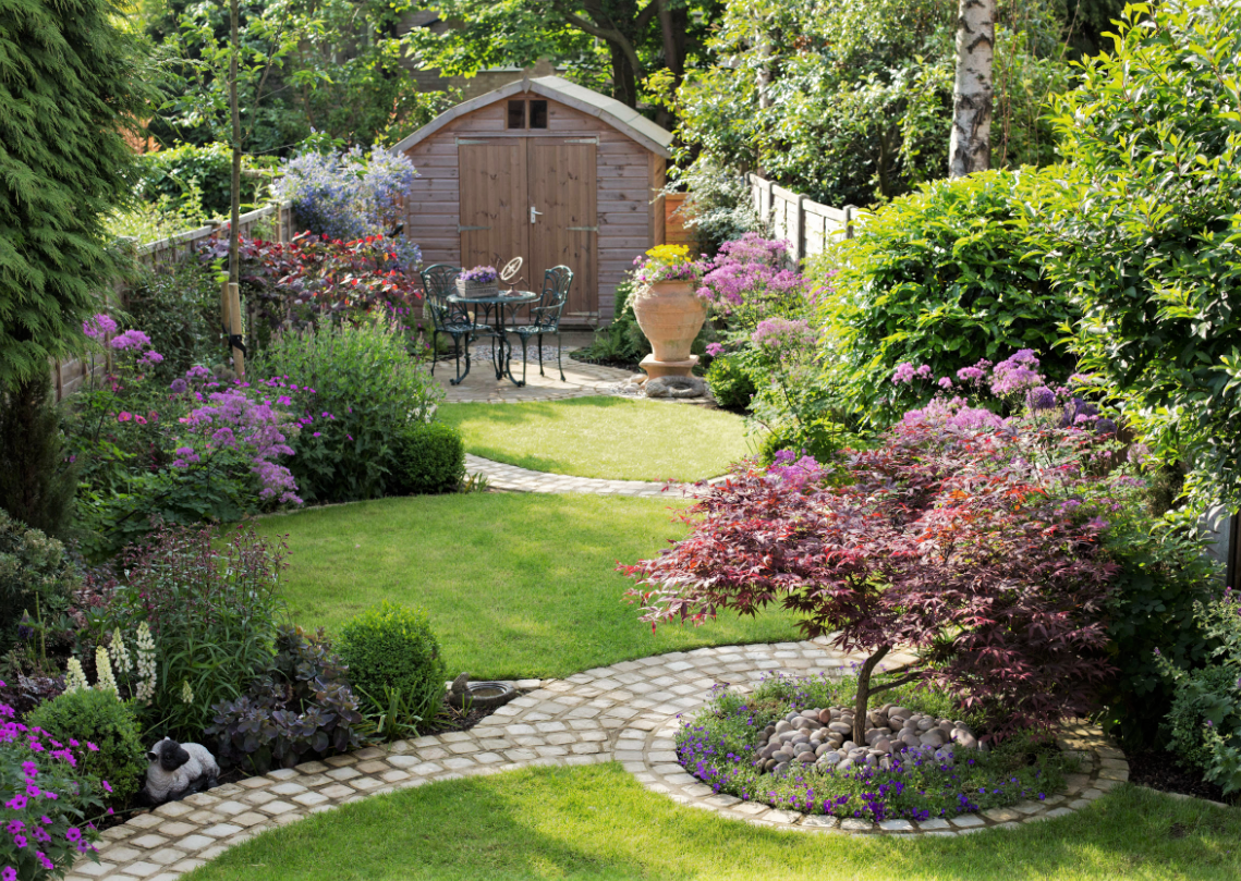 Garden types. Малый сад в пейзажном стиле. Ландшафт маленького сада. Красивый небольшой сад. Дачный участок в пейзажном стиле.