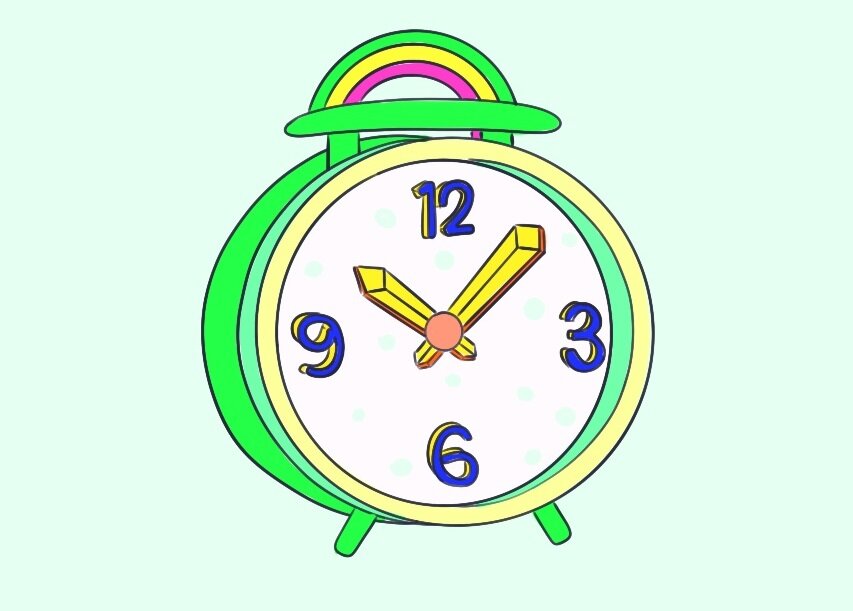 Рисунок автора. Часы. Будильник. Самое позитивное время