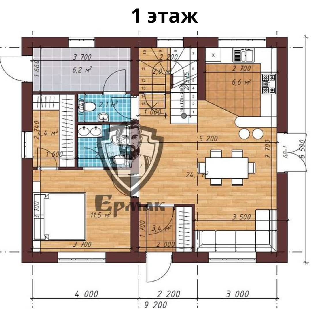 Проект Оптимальный: каменный коттедж в два этажа, 142 м2 | Ермак Дом.  Строительство теплых каменных домов | Дзен