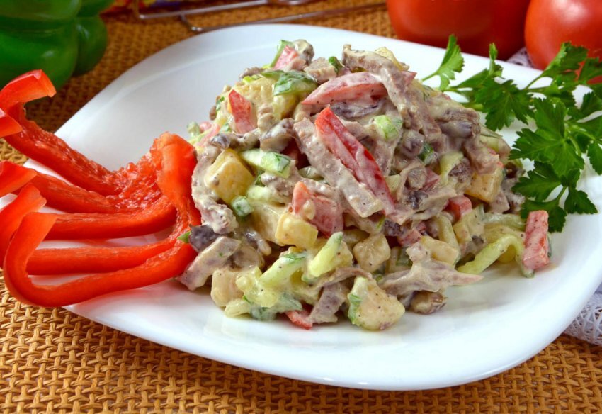 Салат мясной рецепт с фото очень вкусный простой рецепт