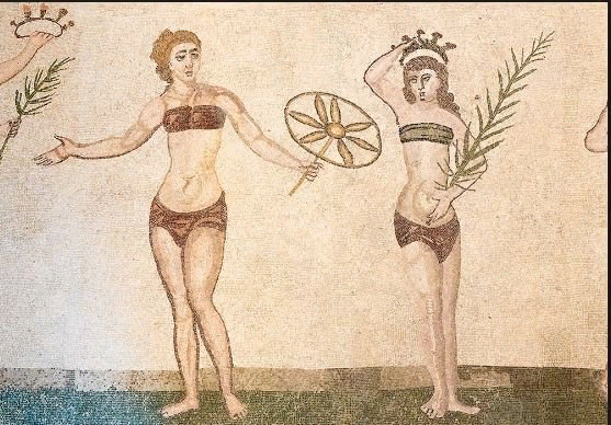 Что это. по-вашему? Женщины в "бикини"? Villa Romana del Casale, IV в. н.э. Здесь и дальше изображения из открытых источников Яндекса.