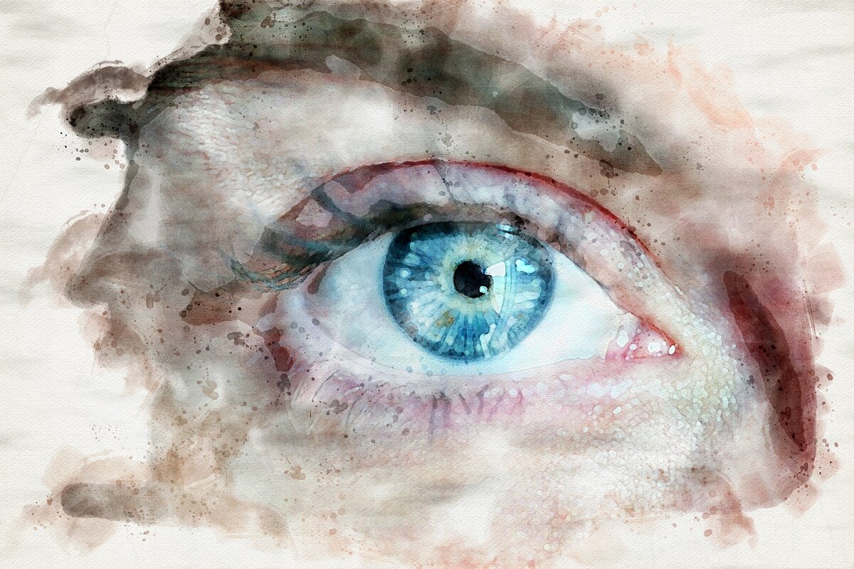 Голубые глаза акварелью