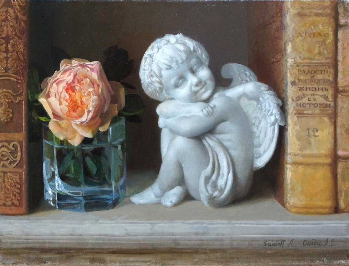 Саидов Александр Ангел и роза 30х40 хм 2021  