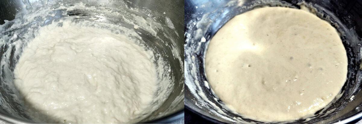 Опара до и после