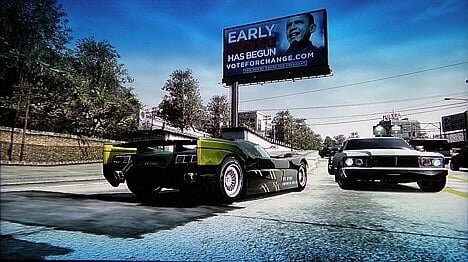 Рекламная кампания Барака Обамы в Burnout Paradise.  📷
