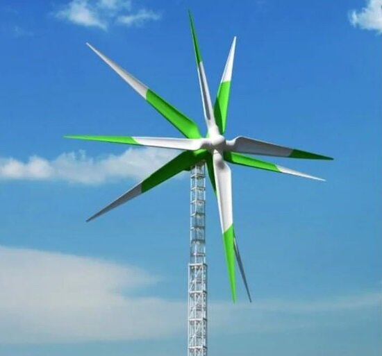 Двухроторная девятилопастная турбина ИнС-В эффективно забирает энергию ветра