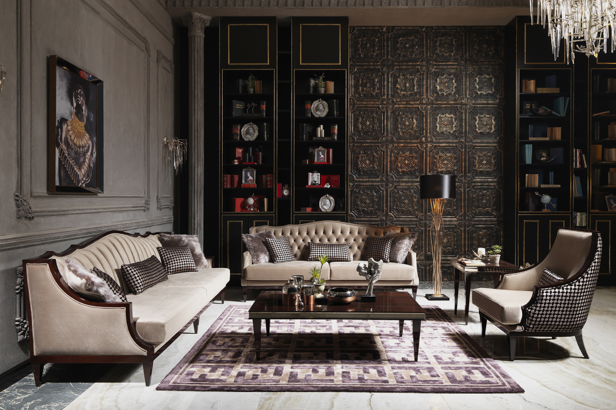 Пример планировки интерьера гостиной в классическом стиле от Lifestyle Unico. Коллекция Philadelphia.