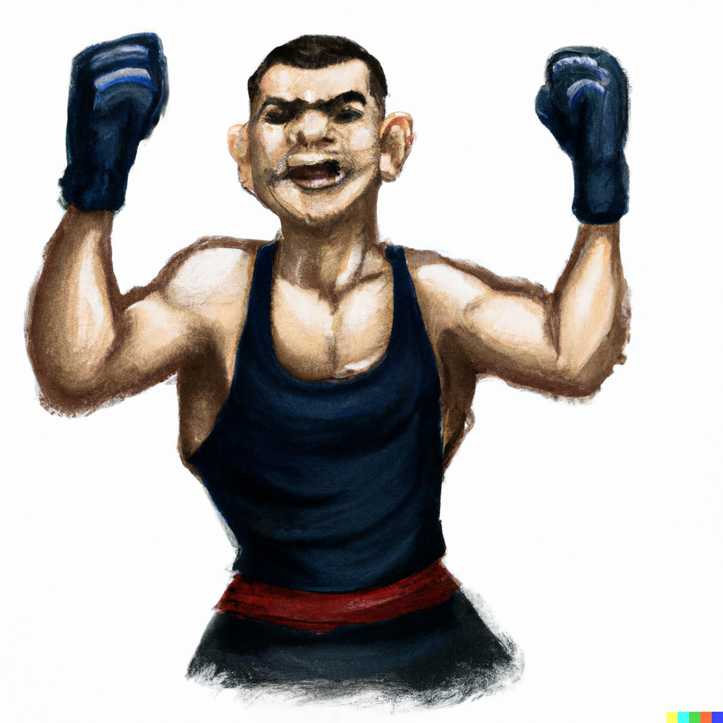 Боксер Муай Тай празднует победу после раунда 
