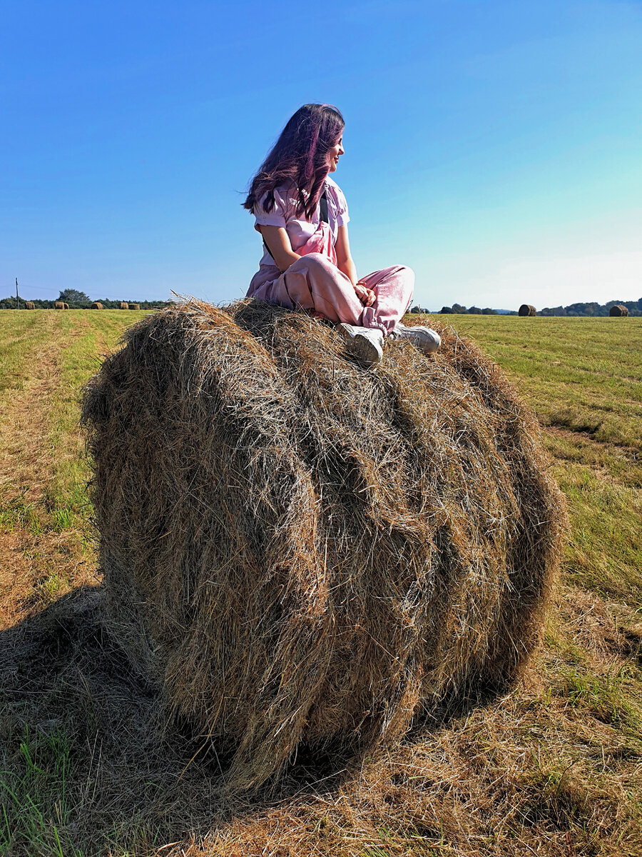 Мне очень нравилось то, что я могла по пути просто попросить Мишу остановиться. Например, когда увидела сено и захотела на нем посидеть:)