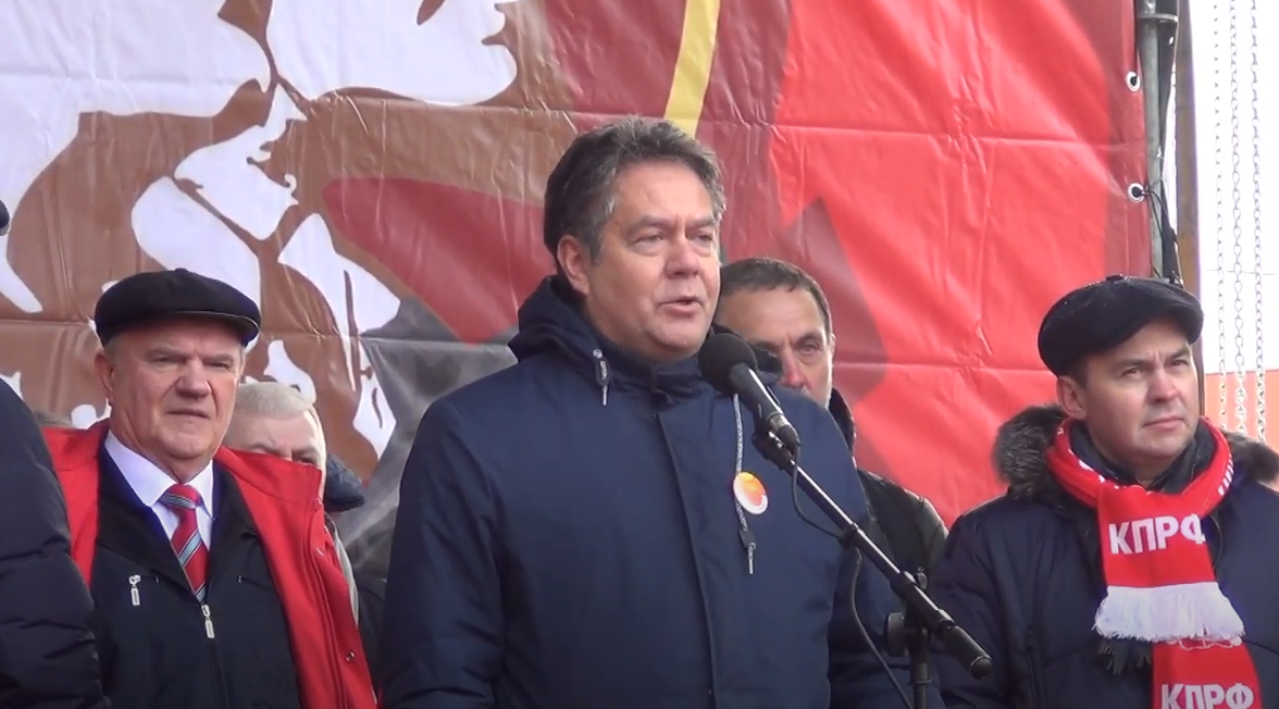 На фото: Выступление Николая Николаевича Платошкина на митинге 23 февраля 2020 года