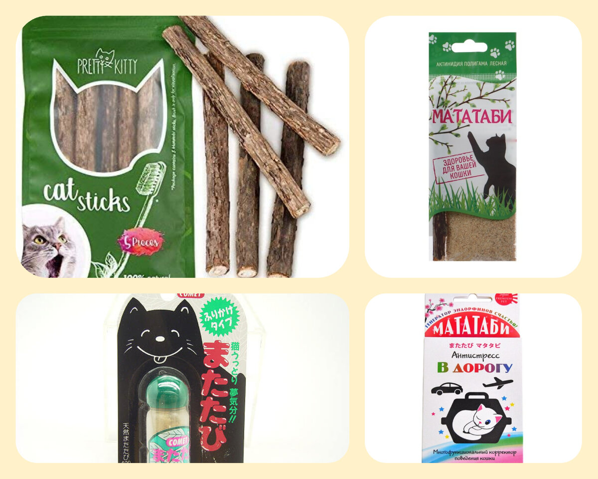 Возможные варианты продуктов с мататаби. Фото из Интернета.