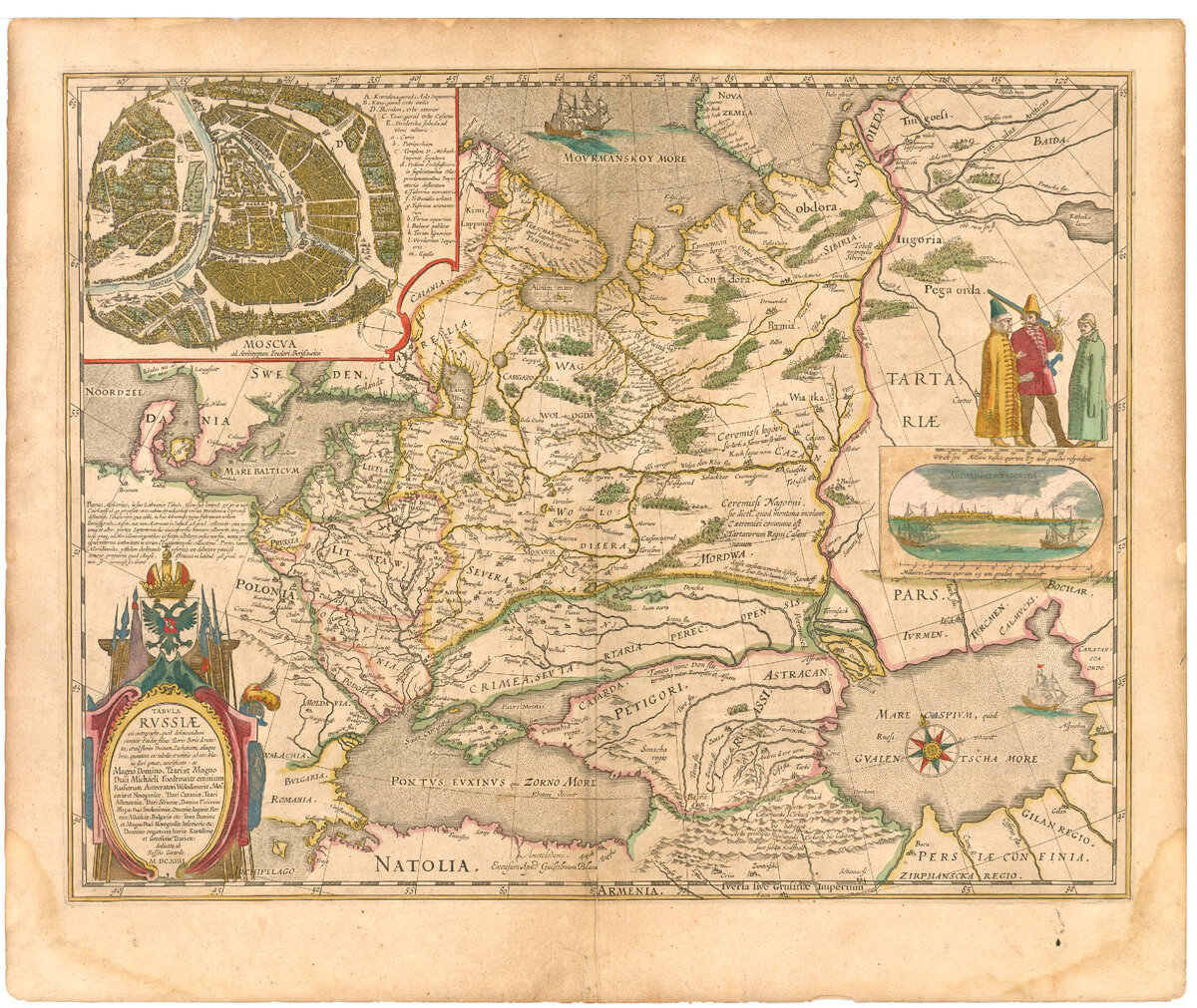 Map of Russia (Theater of the World, or a New Atlas of Maps and Representations of All Regions, Edited by Willem and Joan Blaeu), 1645.