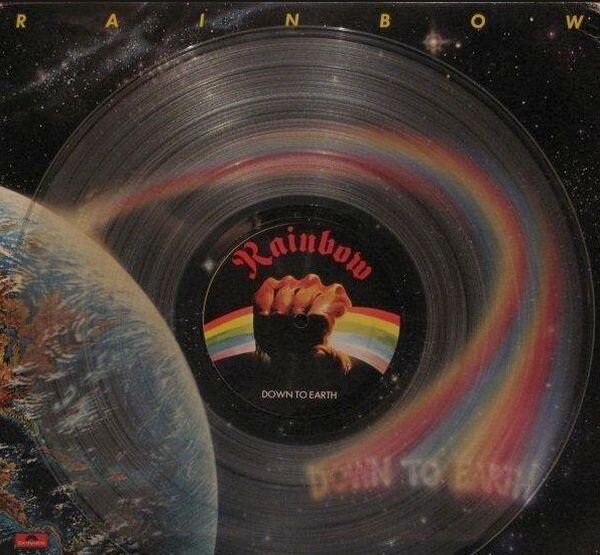 Rainbow "Down to Earth", 1979 г. Лицевая сторона лейбла британского выпуска на прозрачном виниле