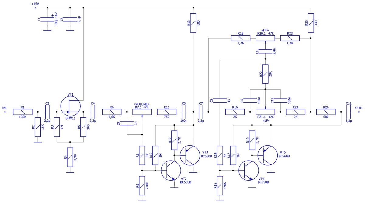 Hi end предварительный усилитель схема