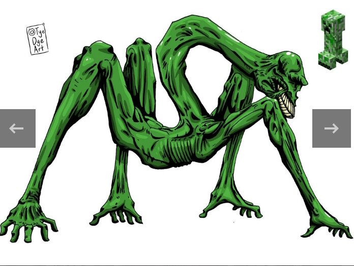 Крипер. Жутковато. А ведь он ещё и взрывается! Кстати, есть мод на мутантов монстров, для 1.16, где можно встретить такого крипера