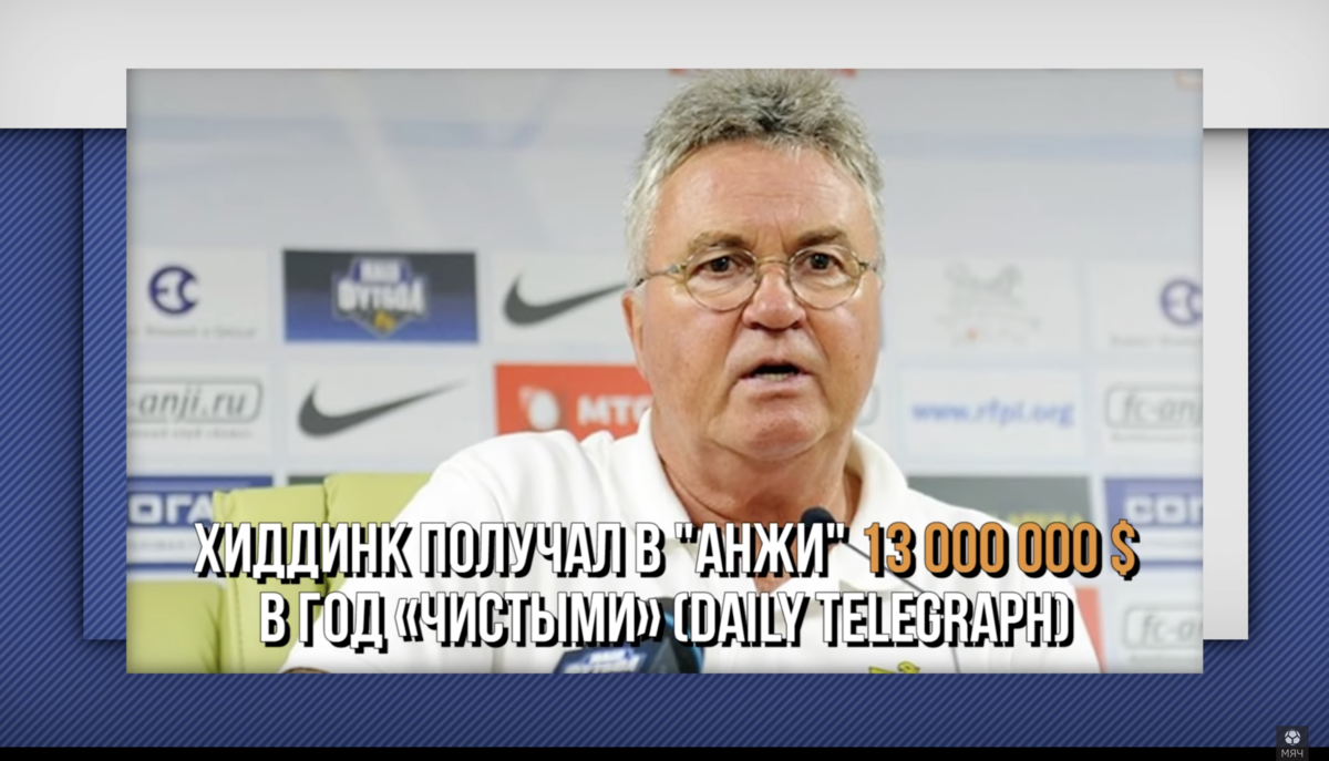 Зарплата Хиддинка в «Анжи». Фото YouTube-канал «МЯЧ Production»