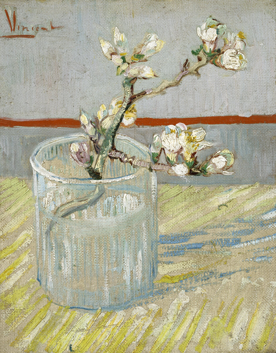 Sprig of Flowering Almond in a Glass. Vincent van Gogh, 1888. Van Gogh Museum, Amsterdam 