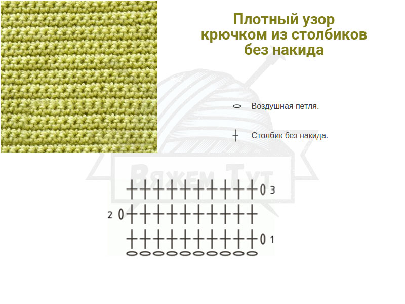 Полотно столбиками без накида крючком схема