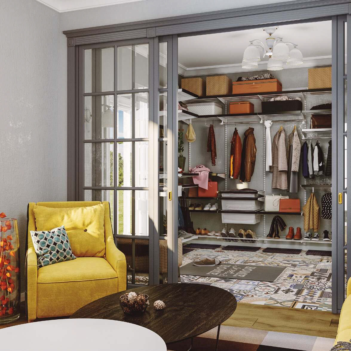 Гардеробная система ARISTO, цвет «белый»; деревянные декоративные элементы