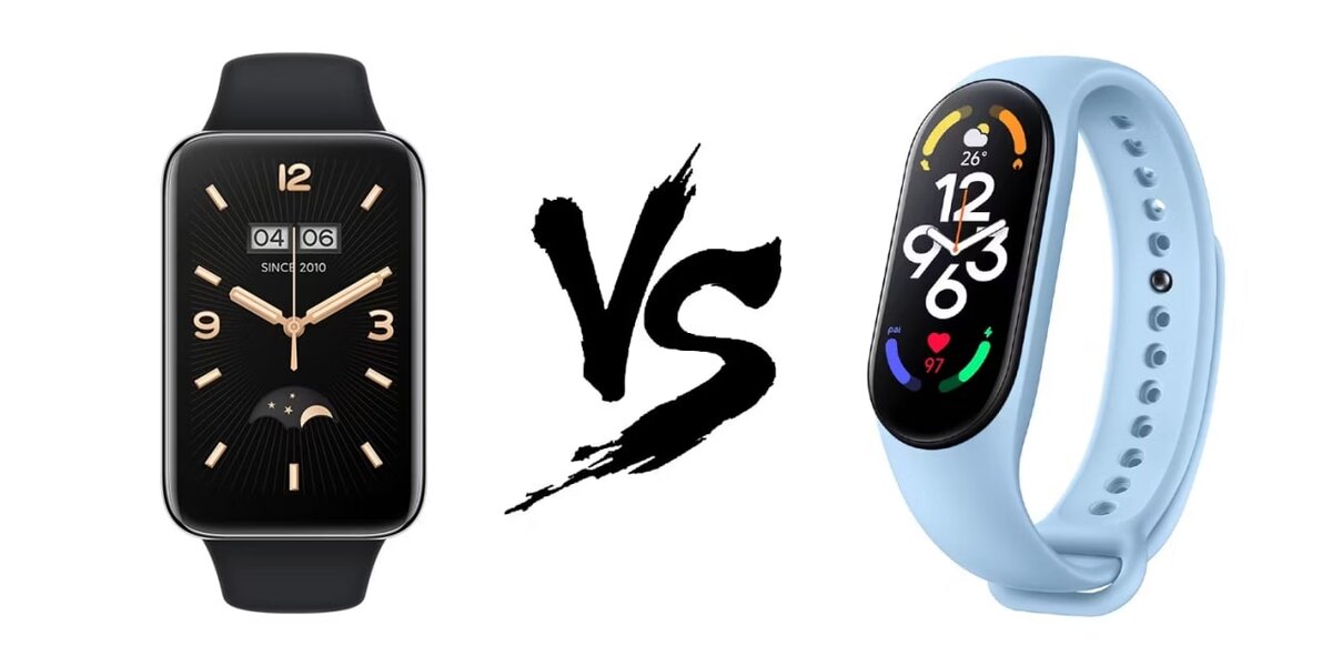 Новые фитнес-трекеры Xiaomi отличаются в первую очередь дизайном. Xiaomi Mi Band 7 Pro — слева, Mi Band 7 — справа. Фото: screenrant.com