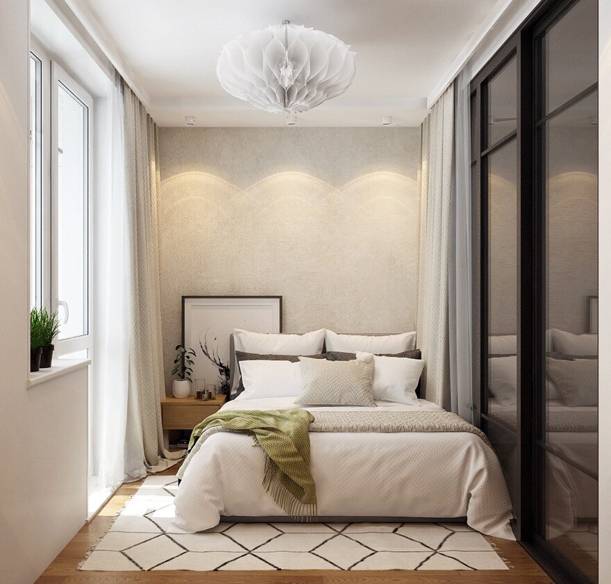 Просто, но со вкусом. Прямоугольная сканди-студия с интересными решениями